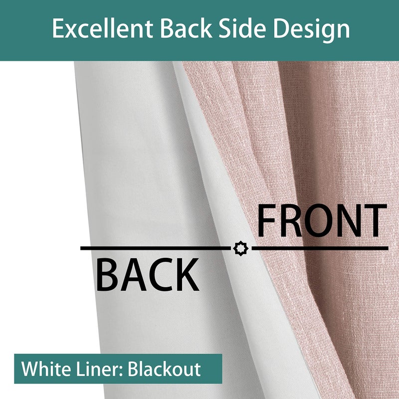 LORDTEX Linen Look Textured Blackout Curtains with Thermal Insulated Liner - Heavy Thick Grommet Window Drapes for Bedroom, 40 x 63 Inches, Blush, Set of 2 Panels - Image 5